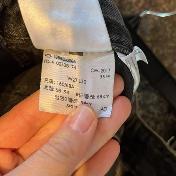 Levi’s 721 High Rise Skinny Ripped Knee Distressed Charcoal Jeans - Picture 9 of 9